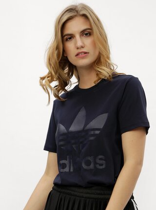 Tmavomodré dámske tričko s potlačou adidas Originals