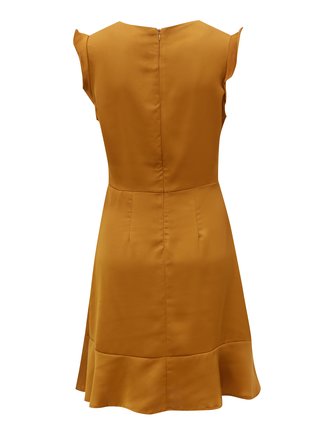 Horčicové šaty s volánmi VILA Vicause