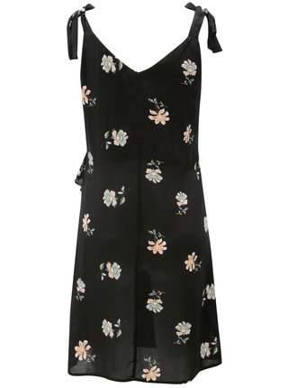 Čierne kvetované šaty na ramienka s volánom Dorothy Perkins