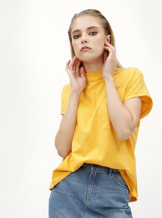 Žlté basic tričko s náprsným vreckom Noisy May Sia