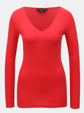 Červené basic tričko s dlhým rukávom Dorothy Perkins