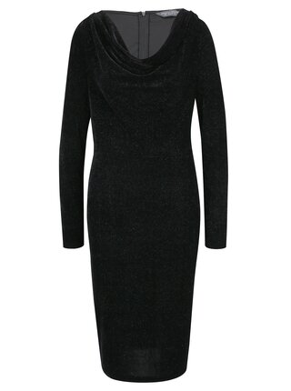Čierne trblietavé šaty s dlhými rukávmi Dorothy Perkins Tall 