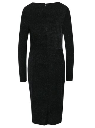 Čierne trblietavé šaty s dlhými rukávmi Dorothy Perkins Tall 