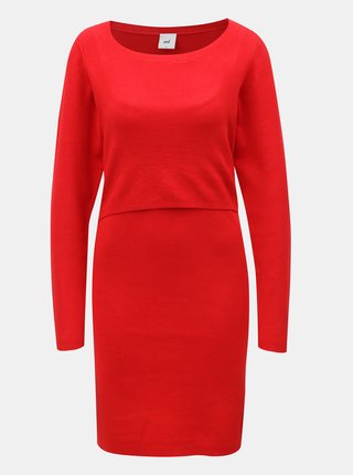 Červené puzdrové šaty na dojčenie Mama.licious