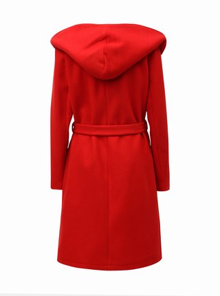 Červený kabát s kapucňou a zaväzovaním ONLY Riley