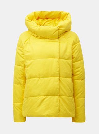 Žltá prešívaná zimná bunda s kapucňou ONLY June
