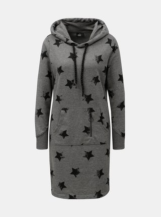 Sivé melírované mikinové šaty s motívom hviezd ONLY Awesome