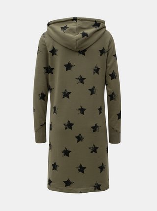 Kaki mikinové šaty s motívom hviezd ONLY Awesome
