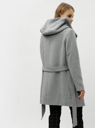 Sivý zimný melírovaný kabát s prímesou vlny VERO MODA Liva