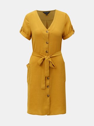 Horčicové košeľové šaty Dorothy Perkins