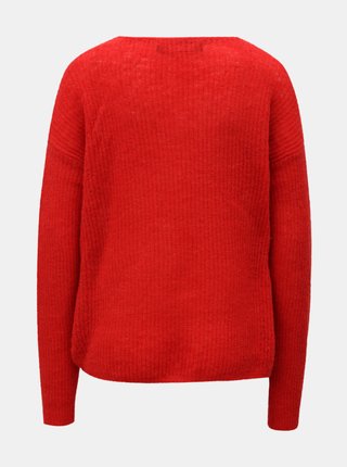 Červený vlnený zavinovací sveter VERO MODA