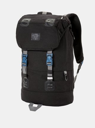 Čierny batoh s koženkovými detailmi a plášťom proti dažďu Meatfly 26 l