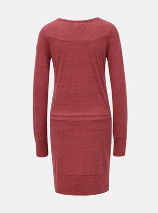 Červené melírované šaty s dlhým rukávom a zaväzovaním Ragwear Alexa