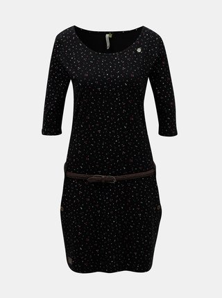 Čierne vzorované šaty s opaskom Ragwear