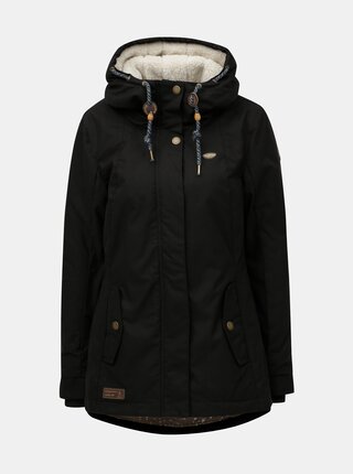 Čierna dámska zimná bunda s kapucňou Ragwear Monade