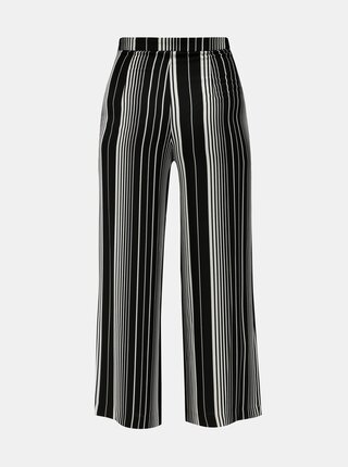 Bielo–čierne pruhované voľné nohavice s vysokým pásom Miss Selfridge Petites