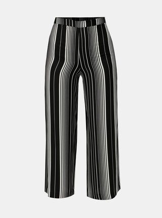 Bielo–čierne pruhované voľné nohavice s vysokým pásom Miss Selfridge Petites