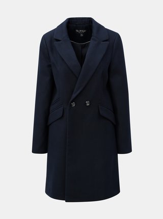 Tmavomodrý kabát s vreckami Miss Selfridge