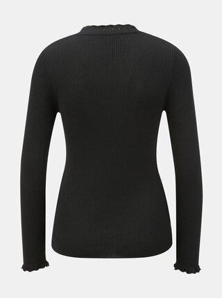 Čierny rebrovaný sveter s výstrihom ku krku Dorothy Perkins