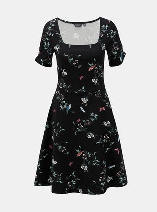 Čierne kvetované šaty s okrúhlym výstrihom Dorothy Perkins Tall