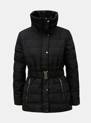 Čierna zimná bunda s odnímateľným golierom z umelej kožušinky Dorothy Perkins Petite