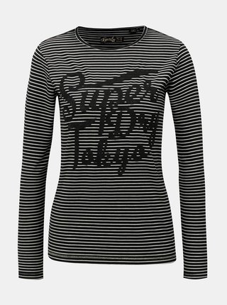 Bielo–čierne dámske pruhované tričko Superdry