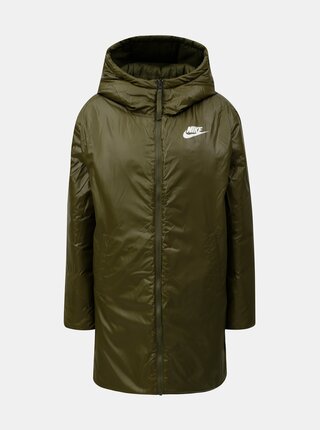 Kaki dámsky obojstranný zimný kabát Nike Fill