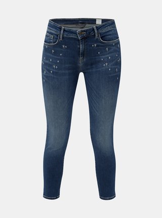 Modré dámské jegging fit džíny s výšivkou Tommy Hilfiger