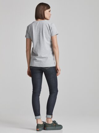Sivé dámske melírované tričko s potlačou Makia Angle