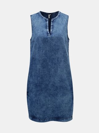 Modré rifľové šaty s vyšúchaným efektom QS by s.Oliver