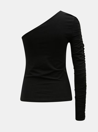 Čierne tričko s jedným nariaseným rukávom Noisy May Laila