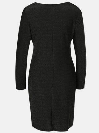 Čierne šaty s prekladaným výstrihom a trblietavým efektom Mela London 