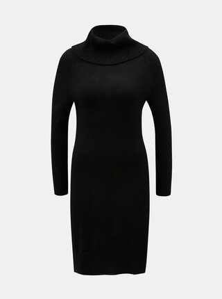 Čierne svetrové šaty s rolákom Yest