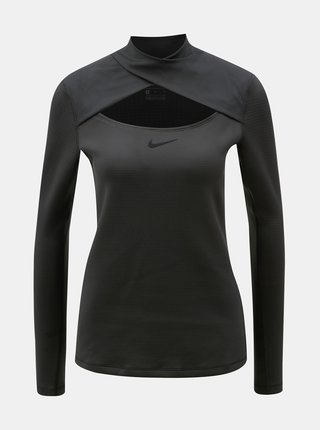 Čierne dámske funkčné tričko s prestrihom Nike
