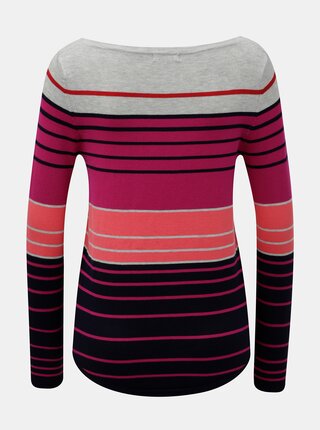 Modro–ružový pruhovaný tenký sveter M&Co
