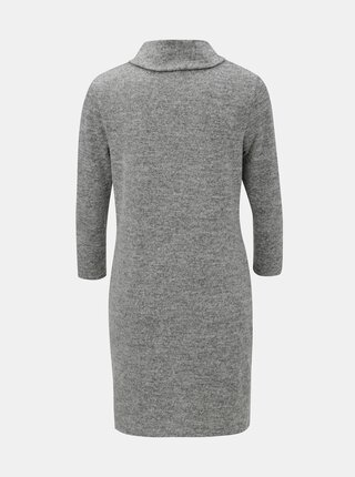 Sivé melírované svetrové šaty s rolákom a 3/4 rukávom M&Co