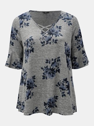 Sivé kvetované tričko M&Co Plus