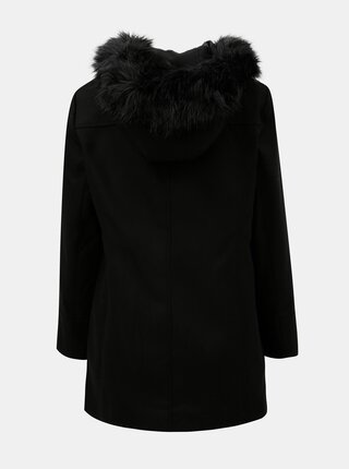 Čierny kabát s umelou kožušinkou M&Co Petite