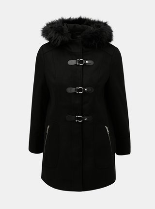 Čierny kabát s umelou kožušinkou M&Co Petite