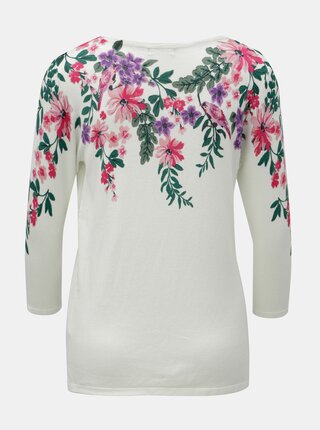 Biely kvetovaný sveter s 3/4 rukávom M&Co