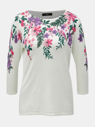 Biely kvetovaný sveter s 3/4 rukávom M&Co