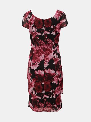 Čierno–vínové kvetované šaty s volánmi M&Co