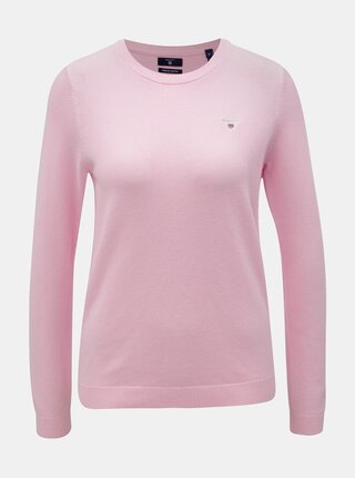 Ružový dámsky sveter s vyšitým logom GANT Pique Crew
