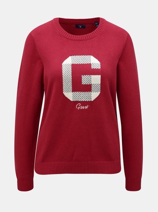 Červený dámsky sveter s prímesou vlny GANT Logo Crew