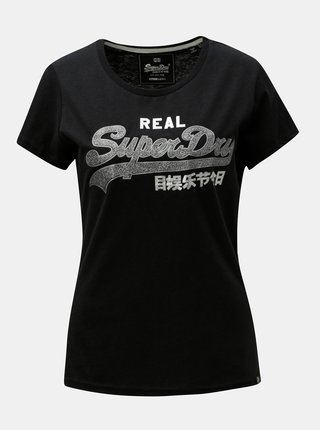Čierne dámske tričko s potlačou Superdry