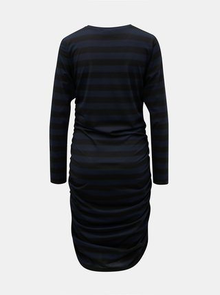 Čierno–modré pruhované šaty s riasením na bokoch Jacqueline de Yong Rosa