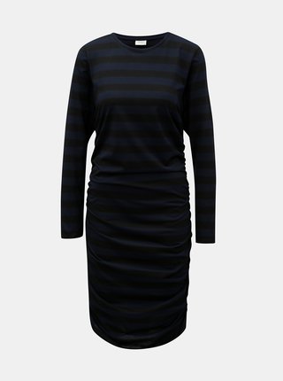 Čierno–modré pruhované šaty s riasením na bokoch Jacqueline de Yong Rosa