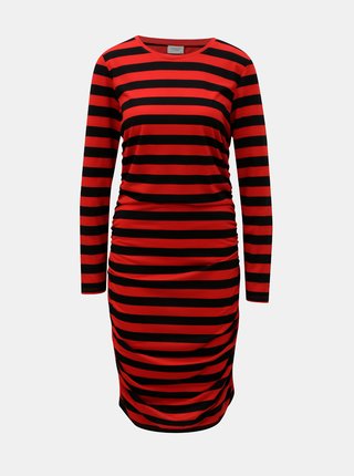 Čierno–červené pruhované šaty s riasením na bokoch Jacqueline de Yong Rosa