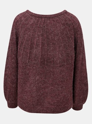 Vínový melírovaný sveter s prímesou vlny ONLY Hanna