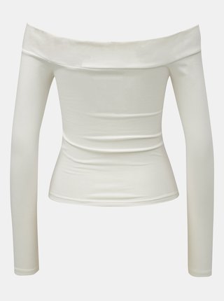 Biele krátke tričko s odhalenými ramenami Miss Selfridge Cross Over Bardot